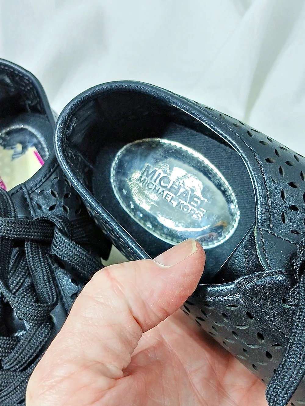 Michael Kors Perforated Leather Sneakers in Black - Picture 3 of 13